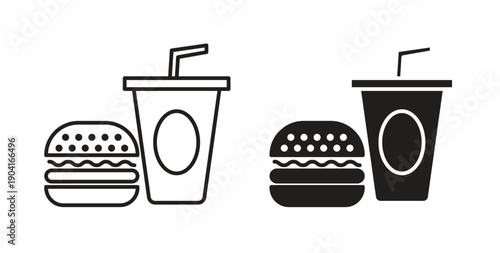 Fast food icon symbol vector graphic designs on white. Best for ui Design