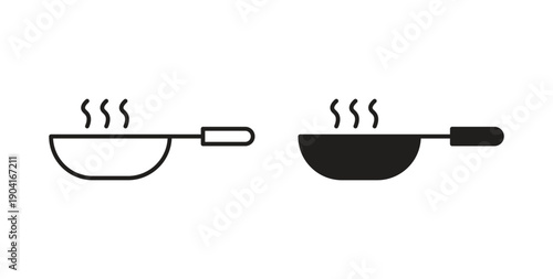 Frying pan icon symbol vector graphic designs on white. Best for ui Design