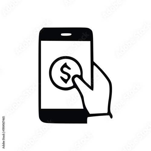 A hand holding a smartphone with a dollar sign on the screen, representing mobile payments.