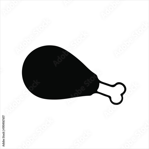 fried chicken drumstick icon black silhouette vector illustration on transparent background
