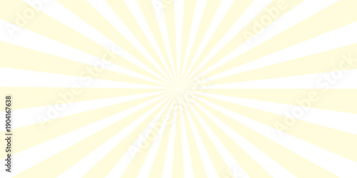 Bright summer sunrise vector illustration featuring a yellow sunburst background with abstract orange light rays and a glowing starburst beam design for a sunny sky wallpaper texture