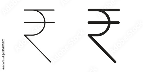 Indian rupee icon symbol vector graphic designs on white. Best for ui Design