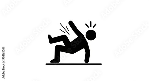 Person falling down icon symbol representing accident or slip.