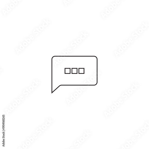 Minimal chat message bubble icon with dots isolated on white background, representing communication, messaging, conversation, and user interface design.