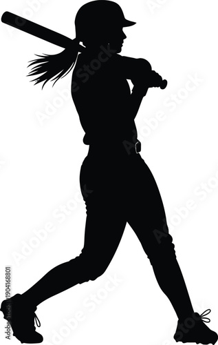 Baseball batter swing silhouette vector