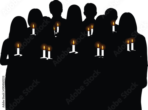 Candlelight Vigil Crowd Silhouette Vector
