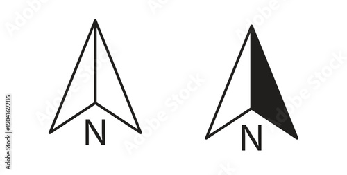 North icon symbol vector graphic designs on white. Best for ui Design