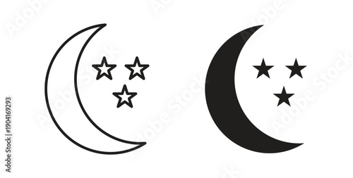 Night icon symbol vector graphic designs on white. Best for ui Design