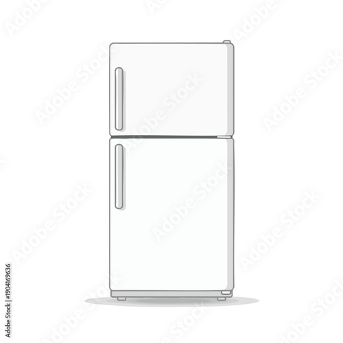 Simple White Double Door Refrigerator Illustration