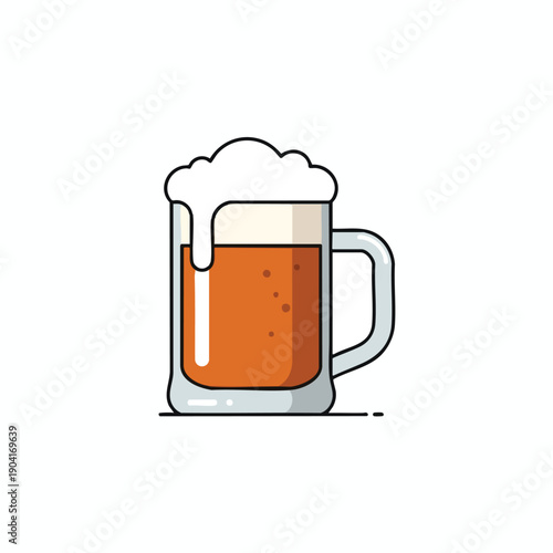 Foamy Beer in a Glass Mug