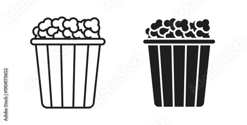 Popcorn icon symbol vector graphic designs on white. Best for ui Design