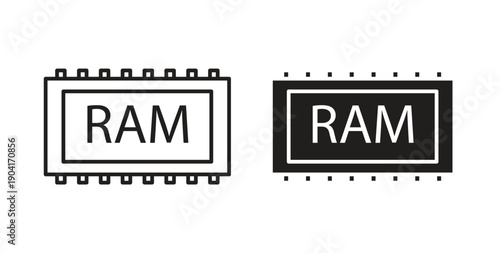 Ram memory icon symbol vector graphic designs on white. Best for ui Design