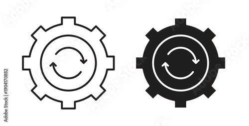 Recovery gear icon symbol vector graphic designs on white. Best for ui Design