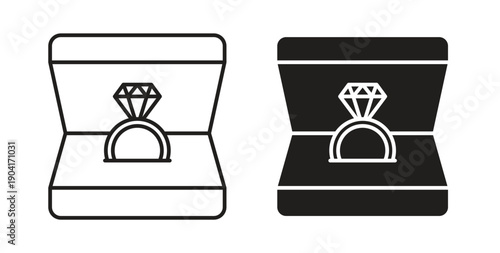 Ring box icon symbol vector graphic designs on white. Best for ui Design
