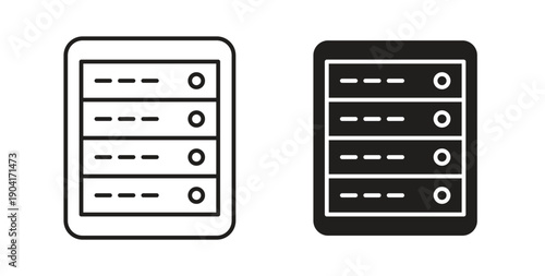 Server rack icon symbol vector graphic designs on white. Best for ui Design