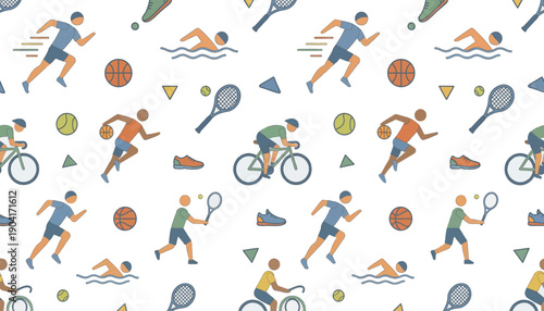 Various sports icons on a white background