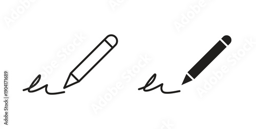 Signature icon symbol vector graphic designs on white. Best for ui Design