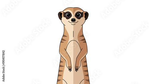 Stylized cartoon illustration of a meerkat standing upright against a white background
