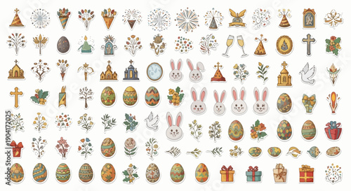 Collection of Easter and Christmas Icons.