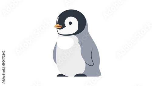 Stylized illustration of a baby emperor penguin against a white background