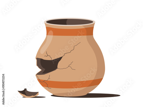 Broken old pottery, greek vases, antique crockery