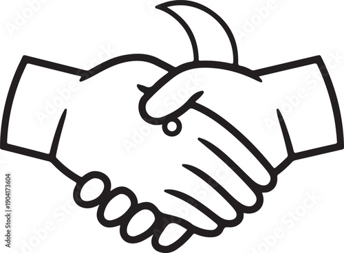 Handshake icon representing agreement and partnership, business deal, trust and cooperation, friendship, professional connection