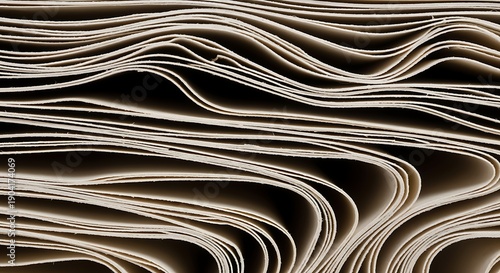 Wallpaper Mural Close Up of Curled Paper Sheets with Abstract Wavy Lines in Neutral Tones Torontodigital.ca
