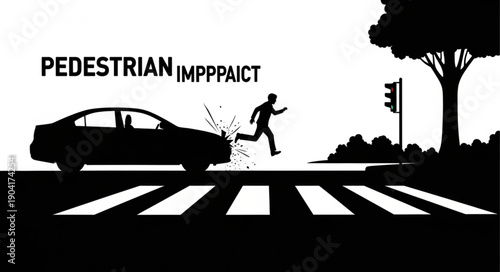 Pedestrian car accident on a crosswalk illustration.