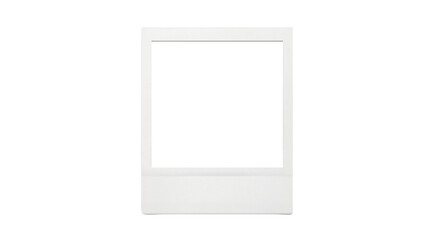 Instant photo frame, white border, empty, for mockup or template, isolated on white background