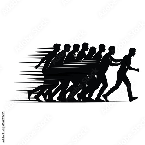 Collective Momentum Team Pushing Leader Silhouette design