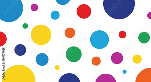 White background with assorted colorful circles of various sizes arranged randomly