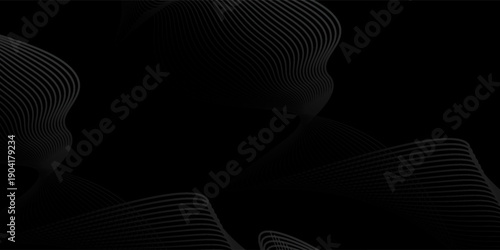Line Black abstract background design. Modern wavy line pattern in monochrome colors old