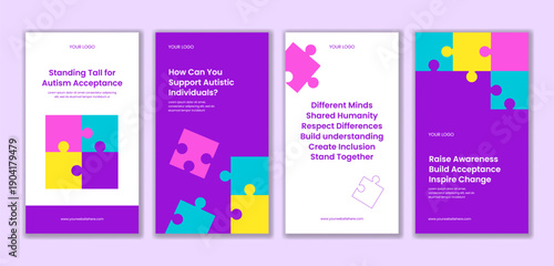 Flat Cartoon Hand Drawn World Autism Awareness Day Social Media Stories Illustration