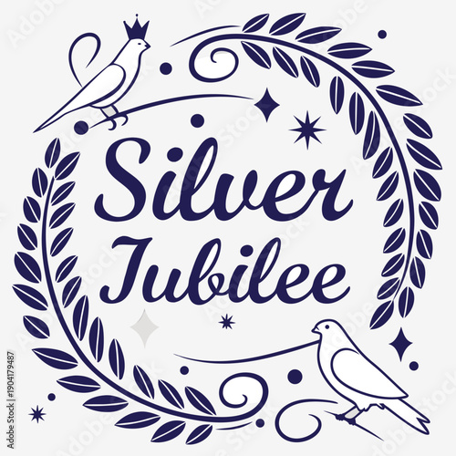 25th anniversary silver jubilee sterling milestone quarter century vector
