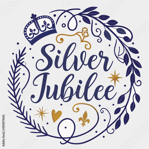 25th anniversary silver jubilee sterling milestone quarter century vector