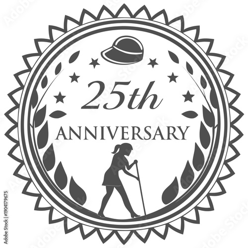 25th anniversary silver jubilee sterling milestone quarter century vector