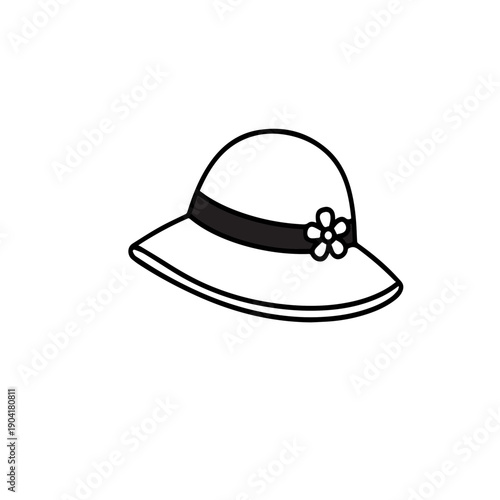 Fashionable sun hat with flower