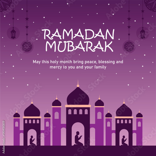 Ramadan mubarak greetings post design template 