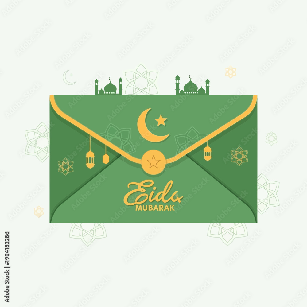 Naklejka premium Green envelope with 
