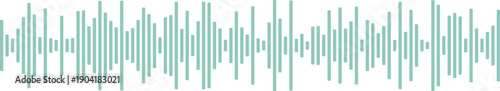 Stylish mint green sound wave illustration created with vertical rounded bars symbolizing audio frequency and sound vibration. Perfect for music visualizations, audio branding, podcast thumbnails