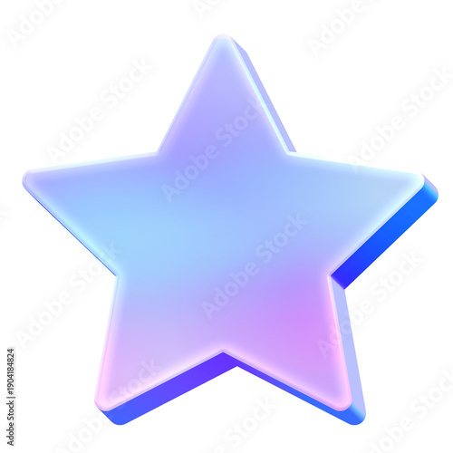 3D Glossy Y2K Holographic Star Icon - Gradient Pastel Favorite Rating