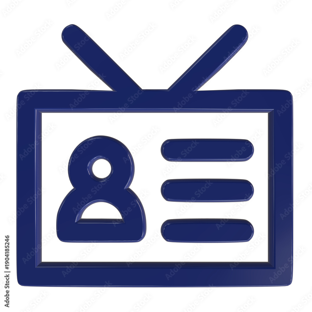 Obraz premium Television monitor icon for media and broadcast applications