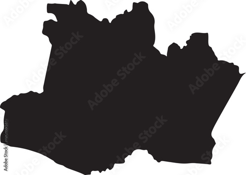 Print Amazon Rainforest Map Silhouette Outline on White Background, Geography