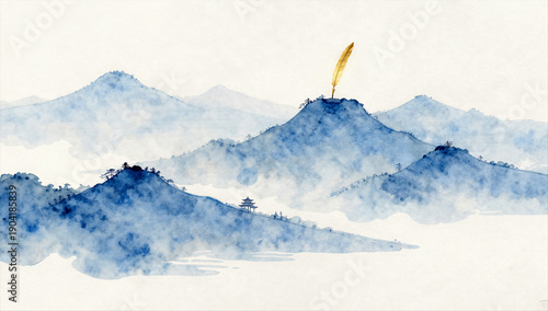 Blue Ink Clouds and Mountains of Silent Verse