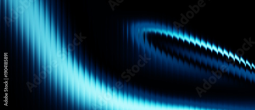 Abstract blue gradient ribbed glass with flowing wave texture and glossy light ideal for futuristic tech visuals and sleek digital presentation backgrounds.