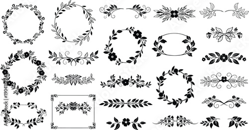 Vintage floral border designs and ornate frames