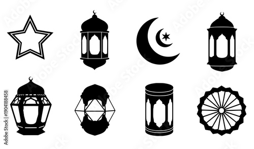 Ramadan Islamic Lantern Icon Collection Photogram Style