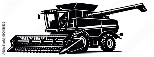 Graphic illustration of a combine harvester depicting heavy machinery for agriculture