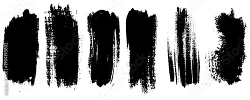 Brush strokes. Vector paintbrushes set. Grunge design elements. Rectangle text boxes or speech bubbles. Dirty distress texture banners. Ink splatters. Grungy painted speech bubbles.