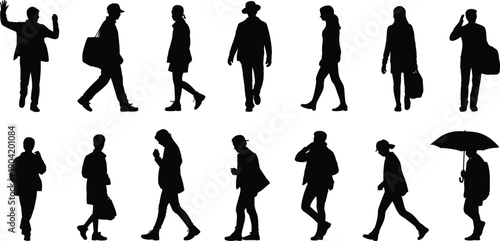 Black cooking and baking silhouettes collection, kitchen activity figures, culinary preparation icons, food teamwork illustration, recipe design graphic